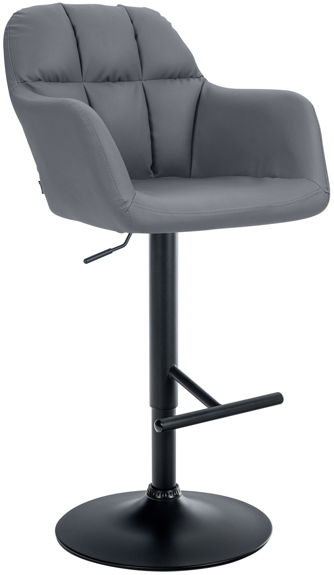 Verstelbare Kunstleren Barkruk - Barstoel - Maximale Comfort, 360° Draaibaarheid Kleur grijs Materiaal onderstel Metaal matzwart