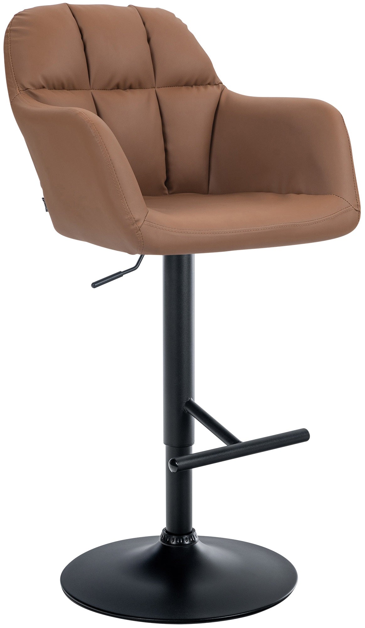 Verstelbare Kunstleren Barkruk - Barstoel - Maximale Comfort, 360° Draaibaarheid Kleur lichtbruin Materiaal onderstel Metaal matzwart