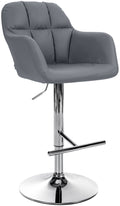 Verstelbare Kunstleren Barkruk - Barstoel - Maximale Comfort, 360° Draaibaarheid Kleur grijs Materiaal onderstel Metaal in chroomlook