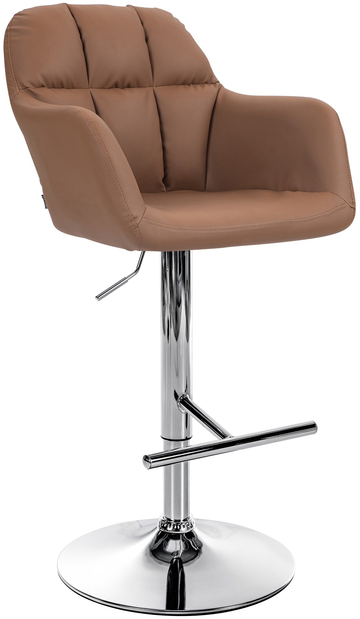 Verstelbare Kunstleren Barkruk - Barstoel - Maximale Comfort, 360° Draaibaarheid Kleur lichtbruin Materiaal onderstel Metaal in chroomlook