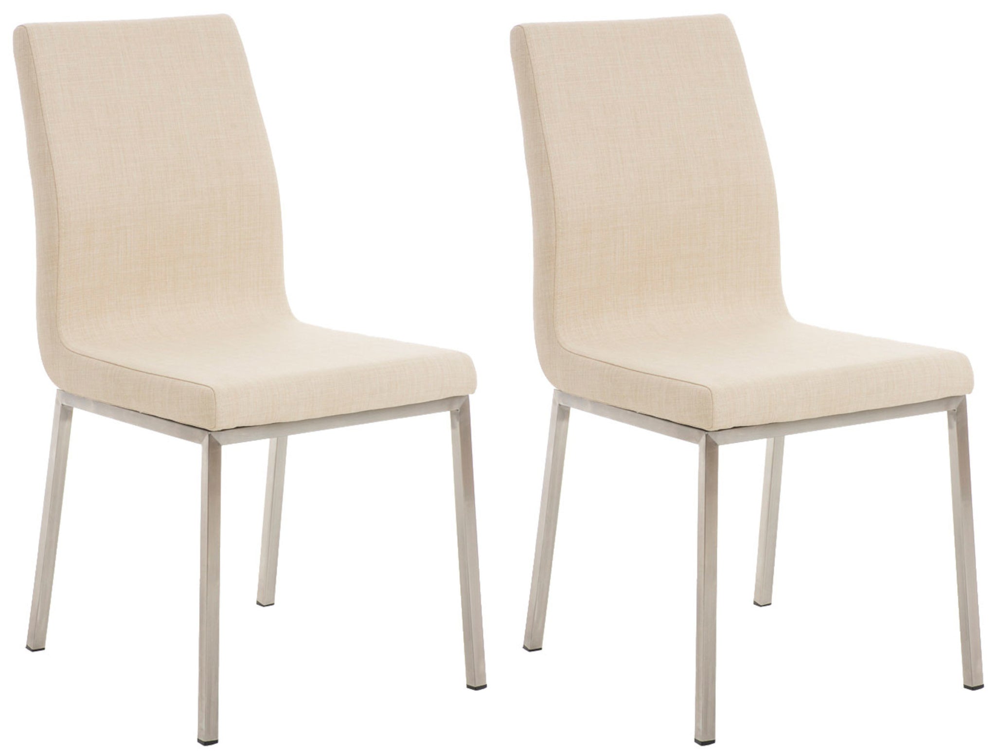2-delige set RVS Eetkamerstoelen - Design Stoelen - Comfortabele Gewatteerde Zitting Kleur crème