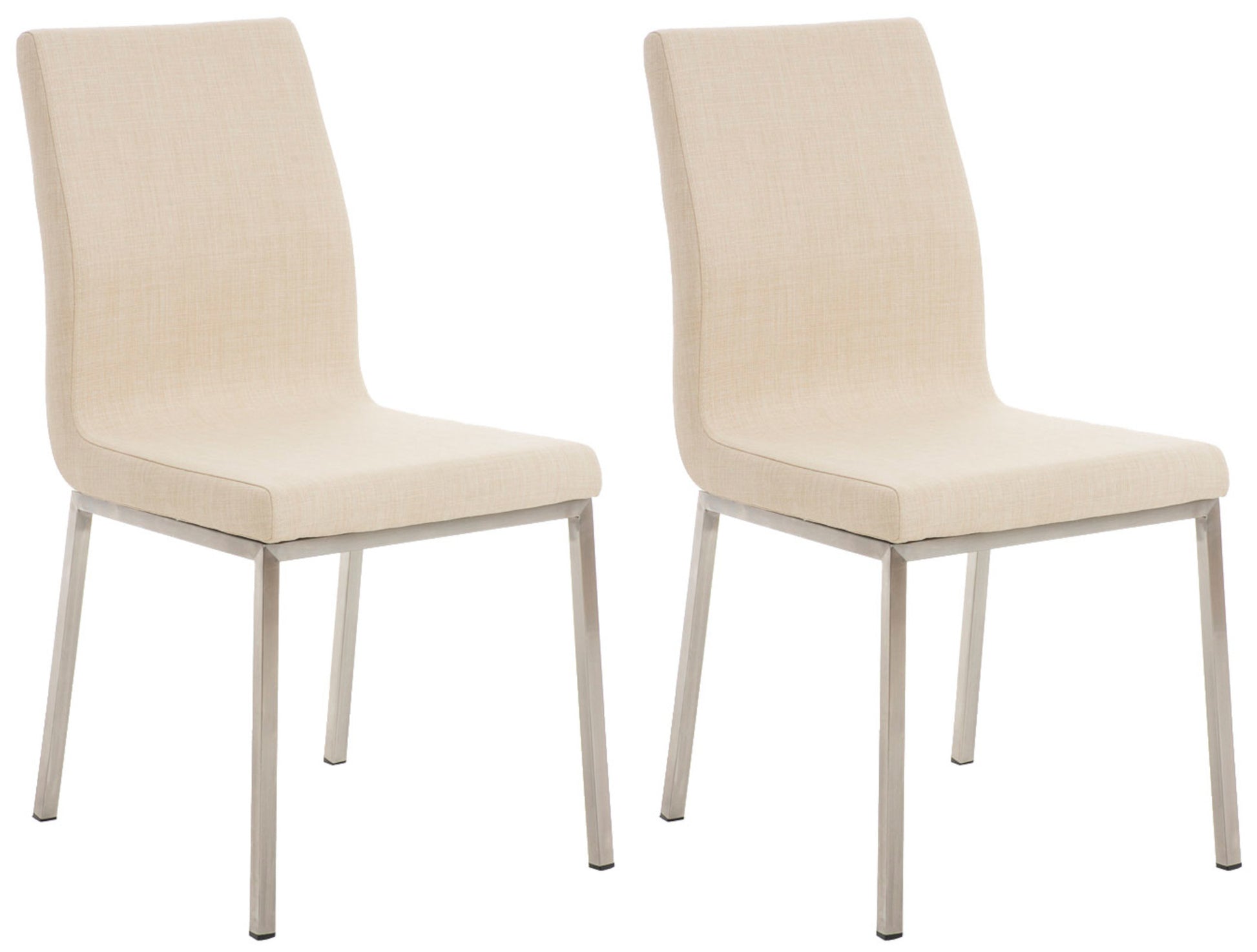 2-delige set RVS Eetkamerstoelen - Design Stoelen - Comfortabele Gewatteerde Zitting Kleur crème