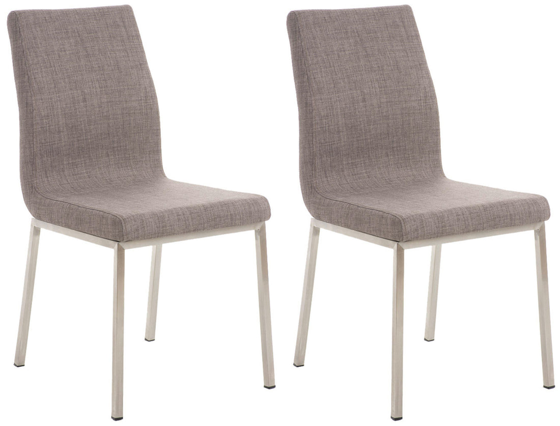 2-delige set RVS Eetkamerstoelen - Design Stoelen - Comfortabele Gewatteerde Zitting Kleur crème