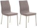 2-delige set RVS Eetkamerstoelen - Design Stoelen - Comfortabele Gewatteerde Zitting Kleur grijs