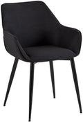 Eetkamerstoel - Comfortabele Luxe - Robuust Metaal Frame Kleur zwart Materiaal Stof