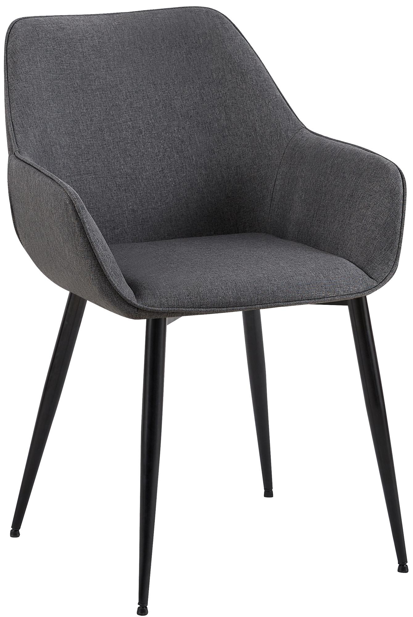 Eetkamerstoel - Comfortabele Luxe - Robuust Metaal Frame Kleur donkergrijs Materiaal Stof