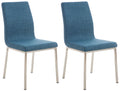 2-delige set RVS Eetkamerstoelen - Design Stoelen - Comfortabele Gewatteerde Zitting Kleur blauw
