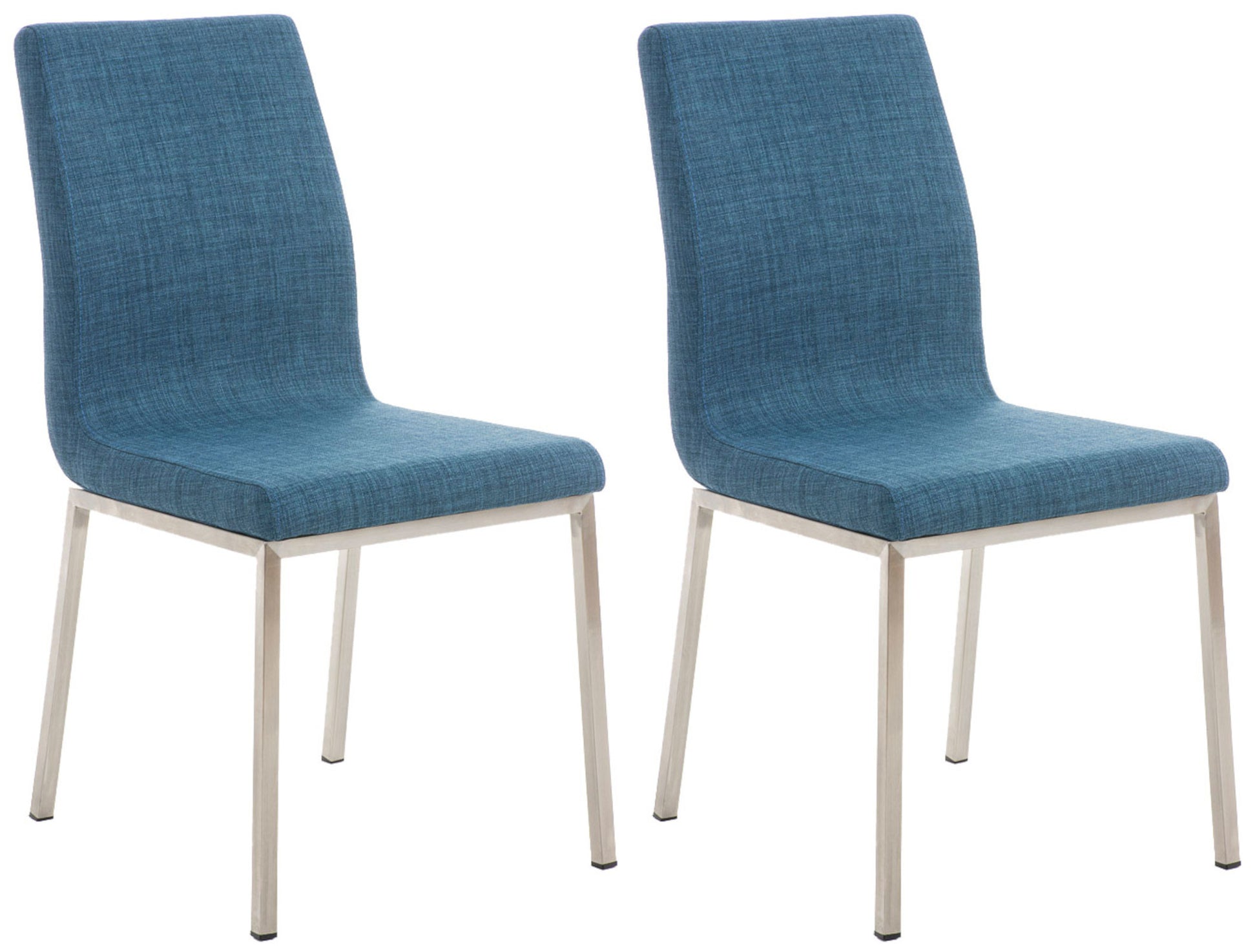 2-delige set RVS Eetkamerstoelen - Design Stoelen - Comfortabele Gewatteerde Zitting Kleur blauw