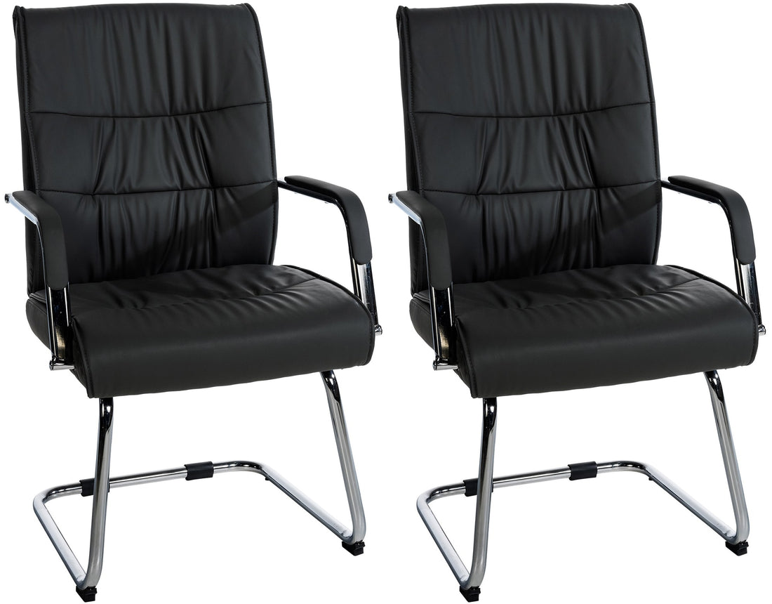 2-delige Set Bezoekersstoelen - Gaststoelen - Ergonomisch Comfort Kleur zwart