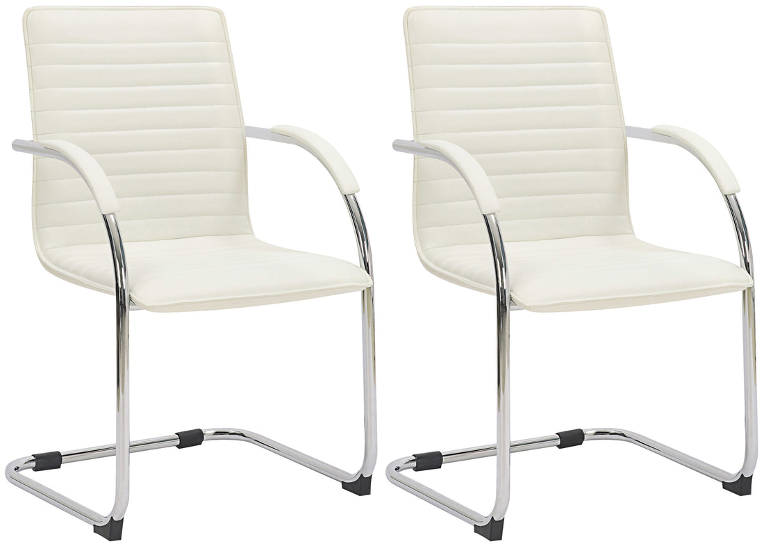 Set van 2 Moderne Eetkamerstoelen - Kunstleder - Comfortabel Gestoffeerd Kleur wit