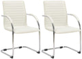 Set van 2 Moderne Eetkamerstoelen - Kunstleder - Comfortabel Gestoffeerd Kleur wit
