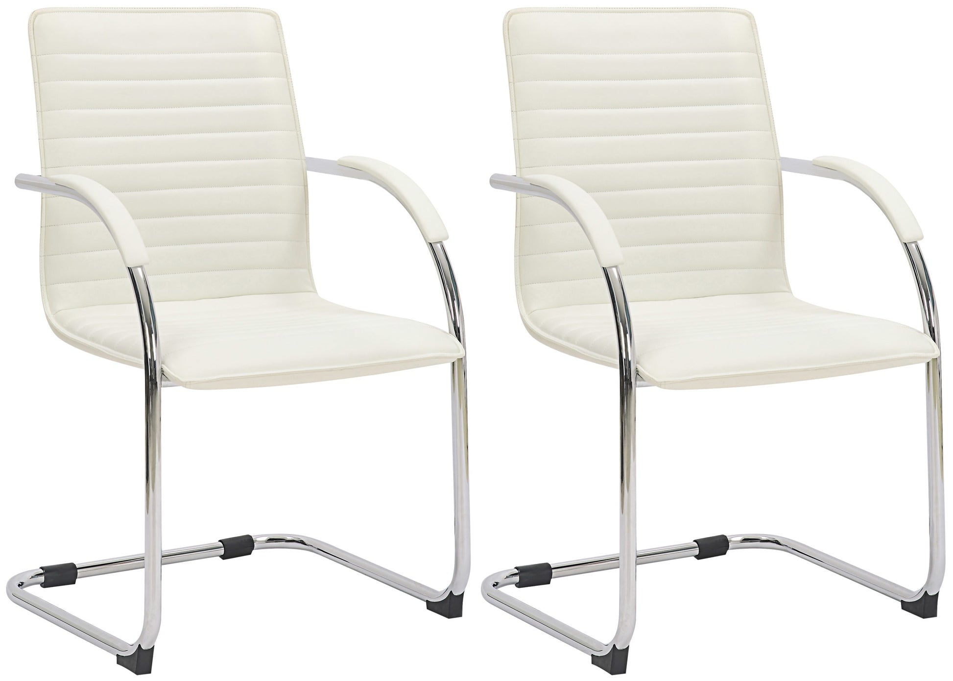 Set van 2 Moderne Eetkamerstoelen - Kunstleder - Comfortabel Gestoffeerd Kleur wit
