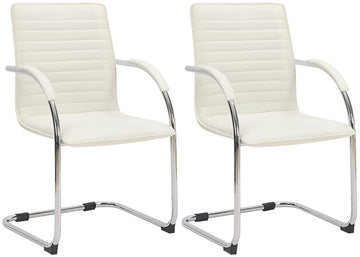 Set van 2 Moderne Eetkamerstoelen - Kunstleder - Comfortabel Gestoffeerd Kleur wit
