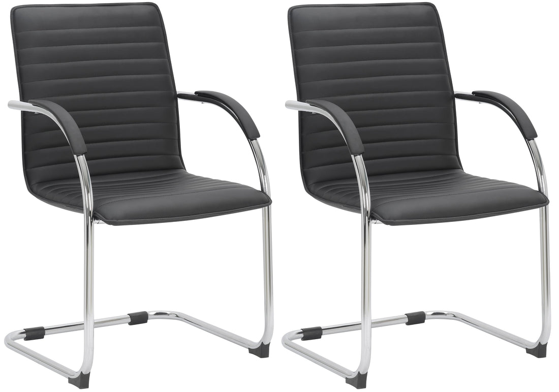 2-delige set Eetkamerstoelen Kunstleer - Eetstoelen - Comfortabele Bekleding Kleur zwart