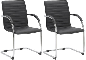 2-delige set Eetkamerstoelen Kunstleer - Eetstoelen - Comfortabele Bekleding Kleur zwart