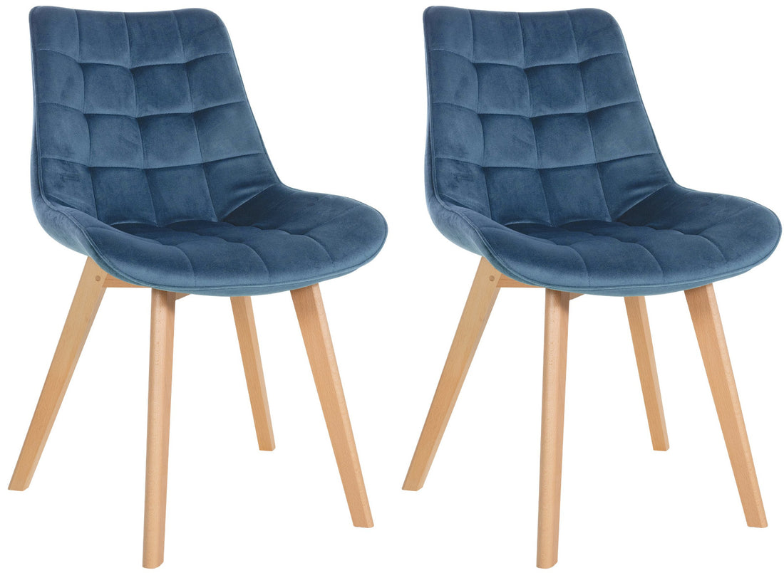 Set van 2 Fluwelen Stoelen - Eetkamerstoelen - Langdurig Zitgemak, Onderhoudsvriendelijk Kleur blauw