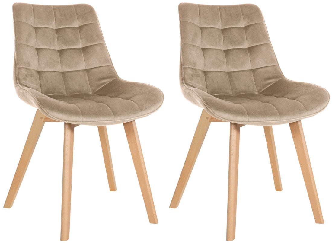 2-delige set Eetkamerstoelen - Keukenstoelen - Fluwelen Bekleding, Onderhoudsvriendelijk Kleur bruin