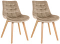 2-delige set Eetkamerstoelen - Keukenstoelen - Fluwelen Bekleding, Onderhoudsvriendelijk Kleur bruin