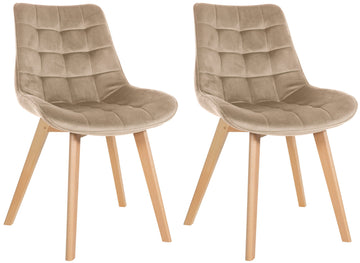 2-delige set Eetkamerstoelen - Keukenstoelen - Fluwelen Bekleding, Onderhoudsvriendelijk Kleur bruin