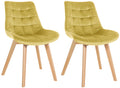 Set van 2 Fluwelen Stoelen - Eetkamerstoelen - Langdurig Zitgemak, Onderhoudsvriendelijk Kleur geel