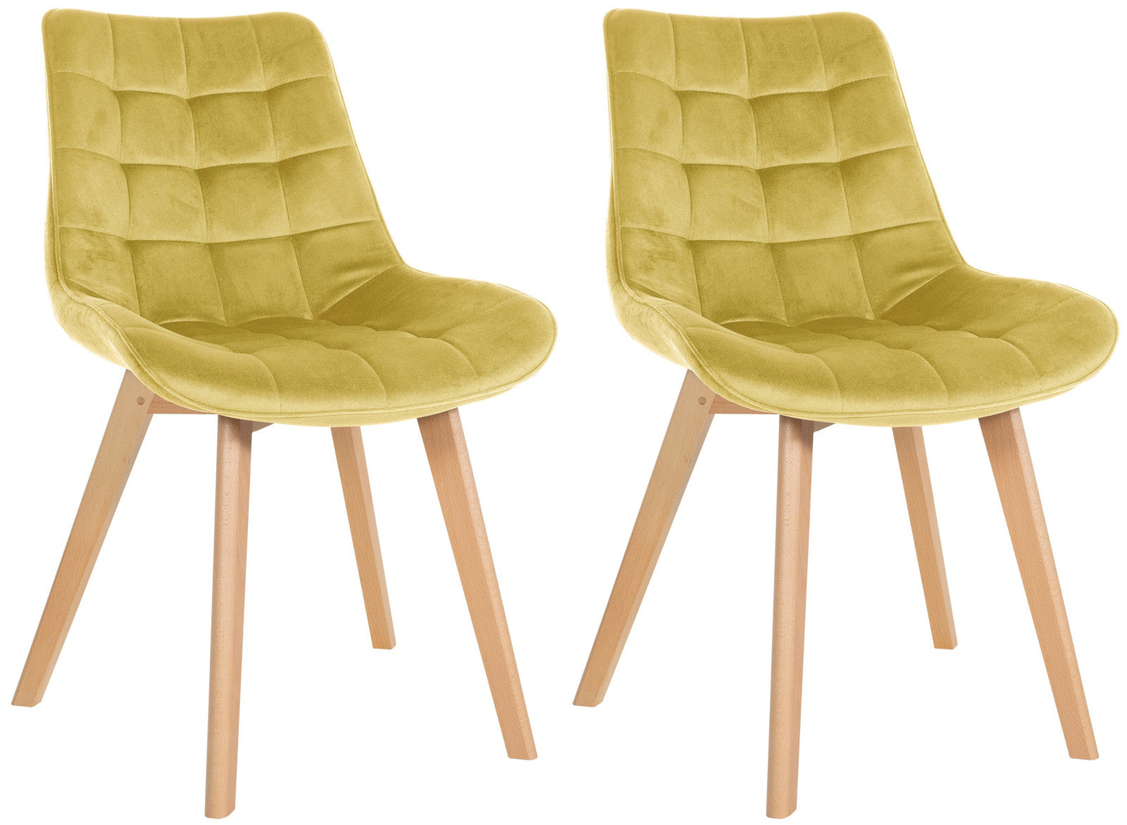 Set van 2 Fluwelen Stoelen - Eetkamerstoelen - Langdurig Zitgemak, Onderhoudsvriendelijk Kleur geel