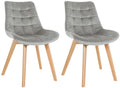Set van 2 Fluwelen Stoelen - Eetkamerstoelen - Langdurig Zitgemak, Onderhoudsvriendelijk Kleur grijs