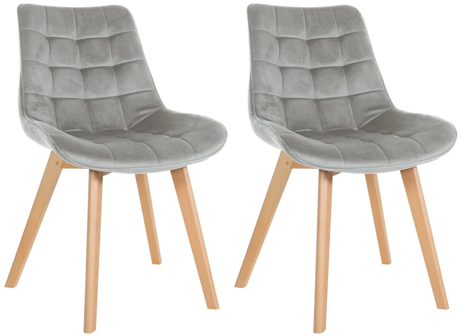 Set van 2 Fluwelen Stoelen - Eetkamerstoelen - Langdurig Zitgemak, Onderhoudsvriendelijk Kleur grijs