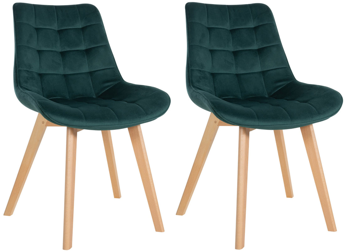 2-delige Fluwelen Eetkamerstoelen Set - Velvet Stoelen - Comfortabele Rugleuning Kleur groen