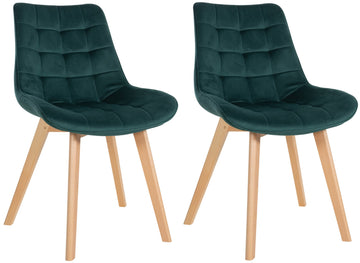 2-delige Fluwelen Eetkamerstoelen Set - Velvet Stoelen - Comfortabele Rugleuning Kleur groen