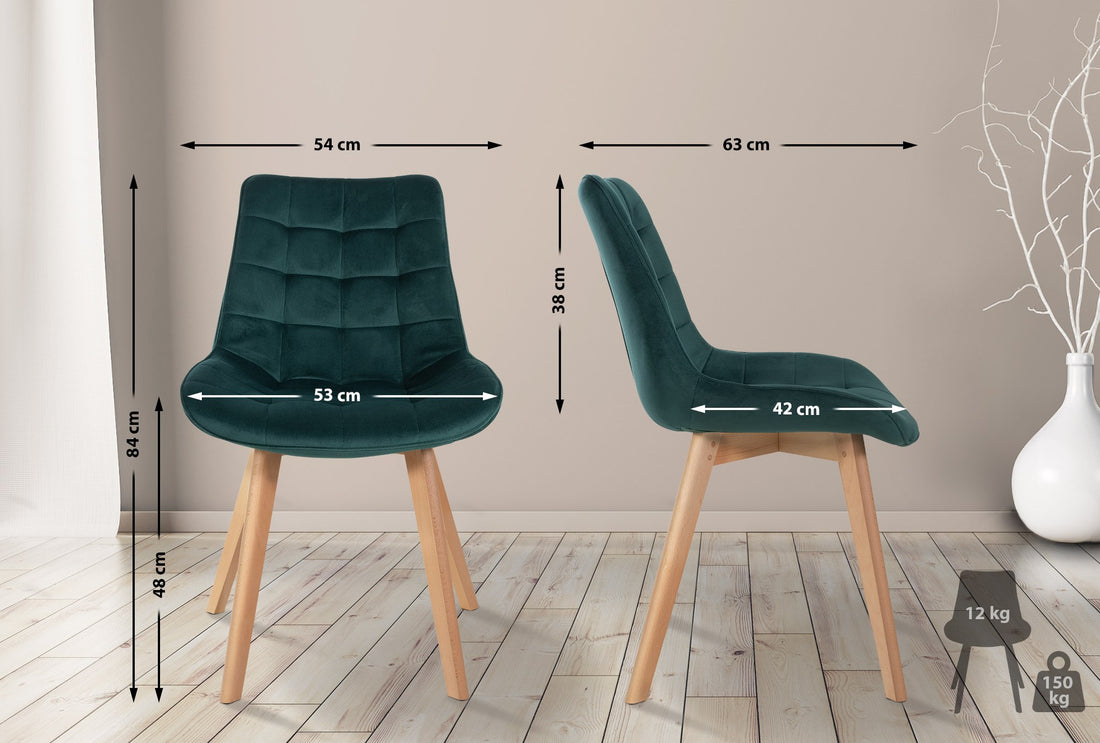 2-delige Fluwelen Eetkamerstoelen Set - Velvet Stoelen - Comfortabele Rugleuning Kleur groen