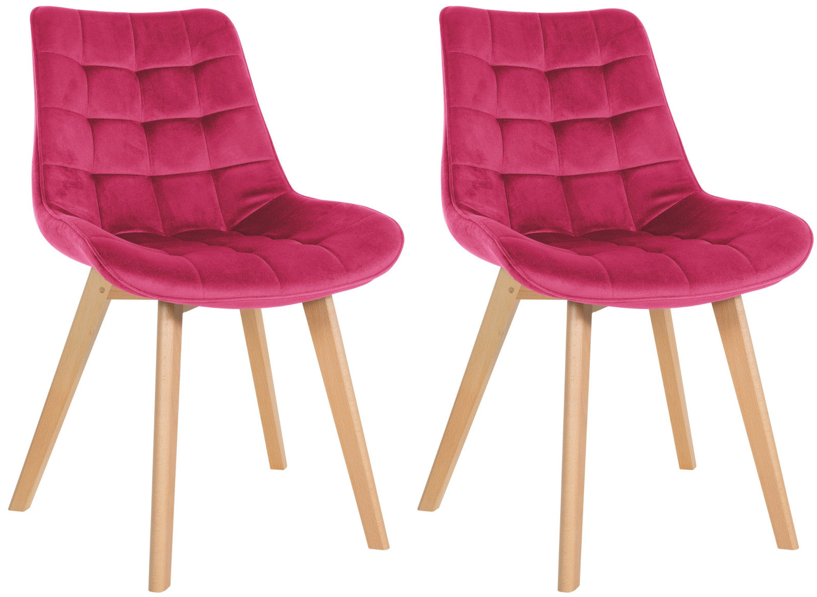 Set van 2 Fluwelen Stoelen - Eetkamerstoelen - Langdurig Zitgemak, Onderhoudsvriendelijk Kleur rood