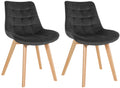 Set van 2 Fluwelen Stoelen - Eetkamerstoelen - Langdurig Zitgemak, Onderhoudsvriendelijk Kleur zwart