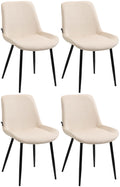 4-delige Velours Eetkamerstoelen - Keukenstoelen - Hoog Zitcomfort Kleur crème