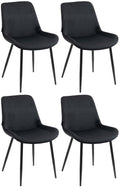 4-delige Velours Eetkamerstoelen - Keukenstoelen - Hoog Zitcomfort Kleur zwart