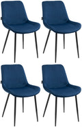 4-delige Velours Eetkamerstoelen - Keukenstoelen - Hoog Zitcomfort Kleur blauw