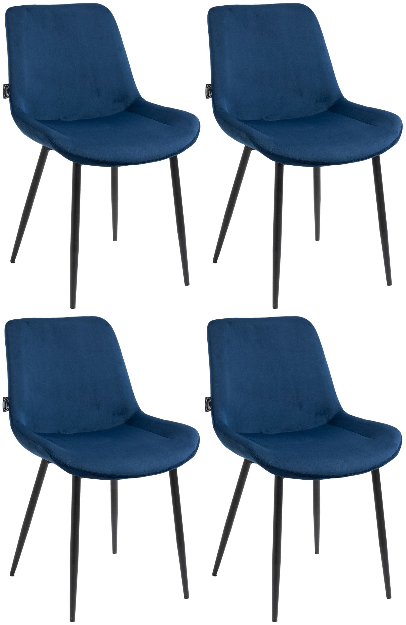 4-delige Velours Eetkamerstoelen - Keukenstoelen - Hoog Zitcomfort Kleur blauw