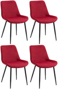 4-delige Velours Eetkamerstoelen - Keukenstoelen - Hoog Zitcomfort Kleur rood