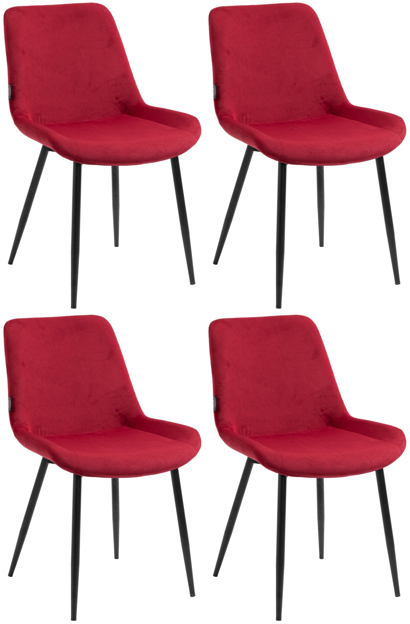 4-delige Velours Eetkamerstoelen - Keukenstoelen - Hoog Zitcomfort Kleur rood