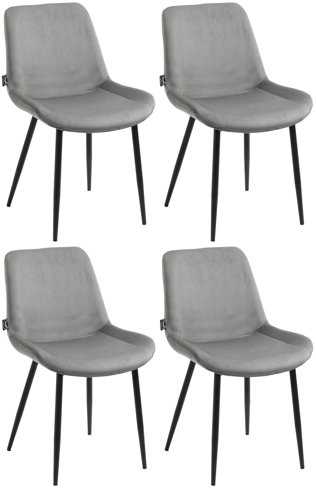 Set van 4 Fluwelen Eetkamerstoelen - Velvet Stoelen - Ultiem Zitcomfort Kleur grijs