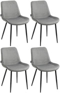 Set van 4 Fluwelen Eetkamerstoelen - Velvet Stoelen - Ultiem Zitcomfort Kleur grijs