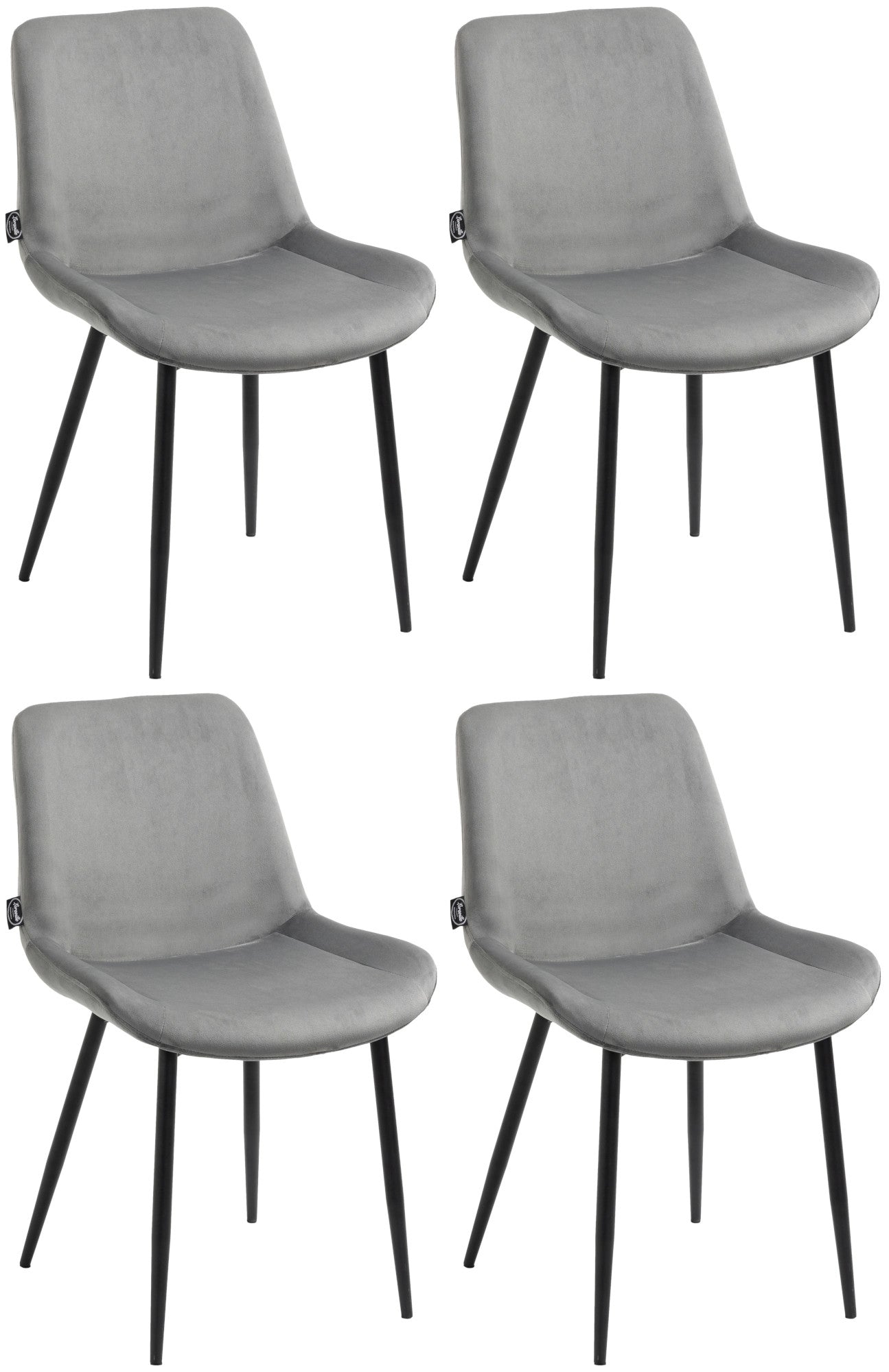 Set van 4 Fluwelen Eetkamerstoelen - Velvet Stoelen - Ultiem Zitcomfort Kleur grijs