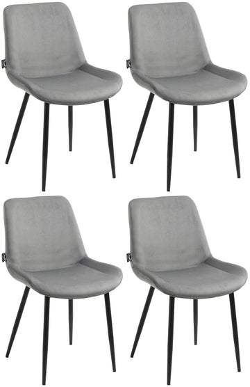 Set van 4 Fluwelen Eetkamerstoelen - Velvet Stoelen - Ultiem Zitcomfort Kleur grijs