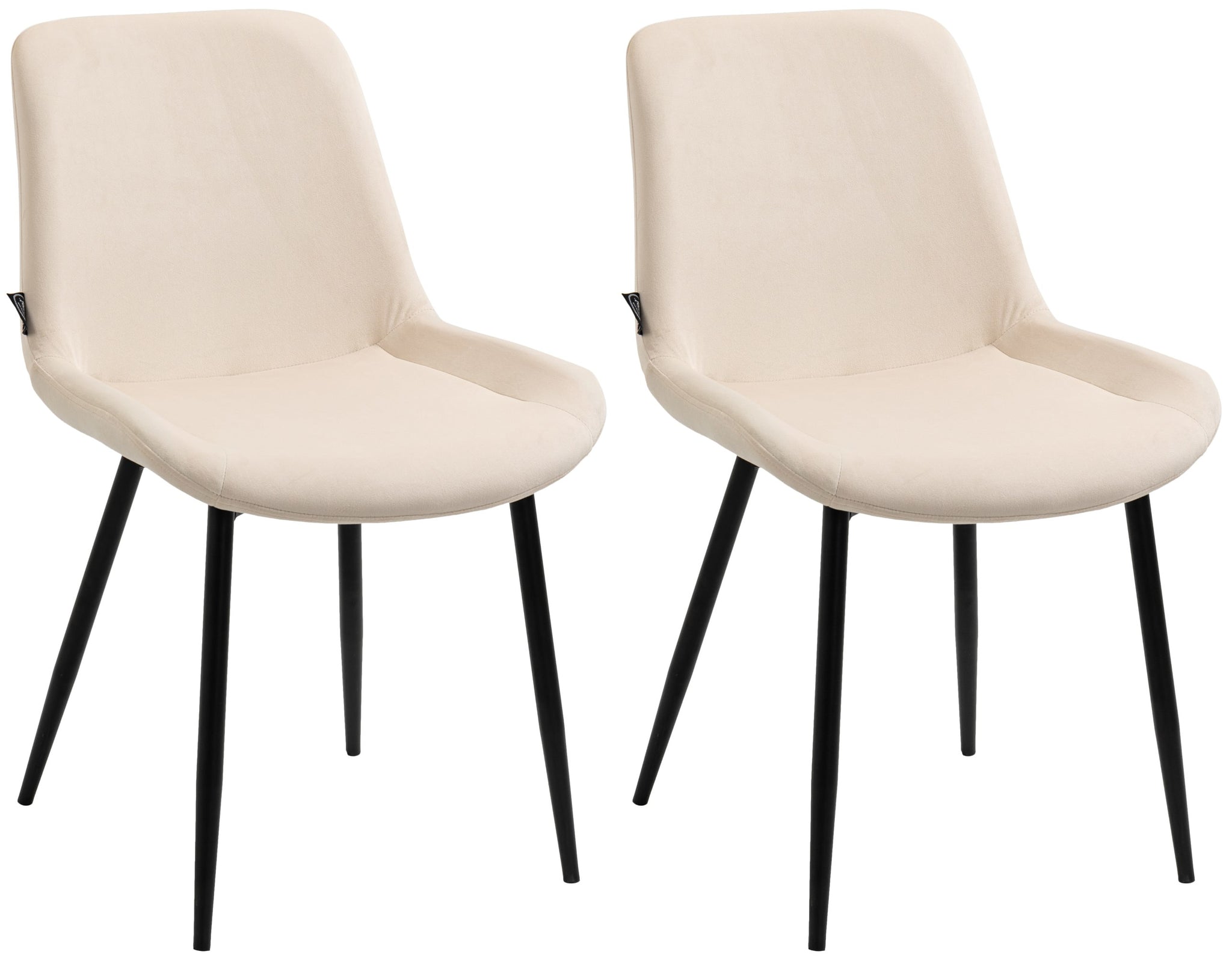 2-delige set Eetkamerstoelen - Fluwelen Kuipstoelen - Hoog Zitcomfort Kleur crème