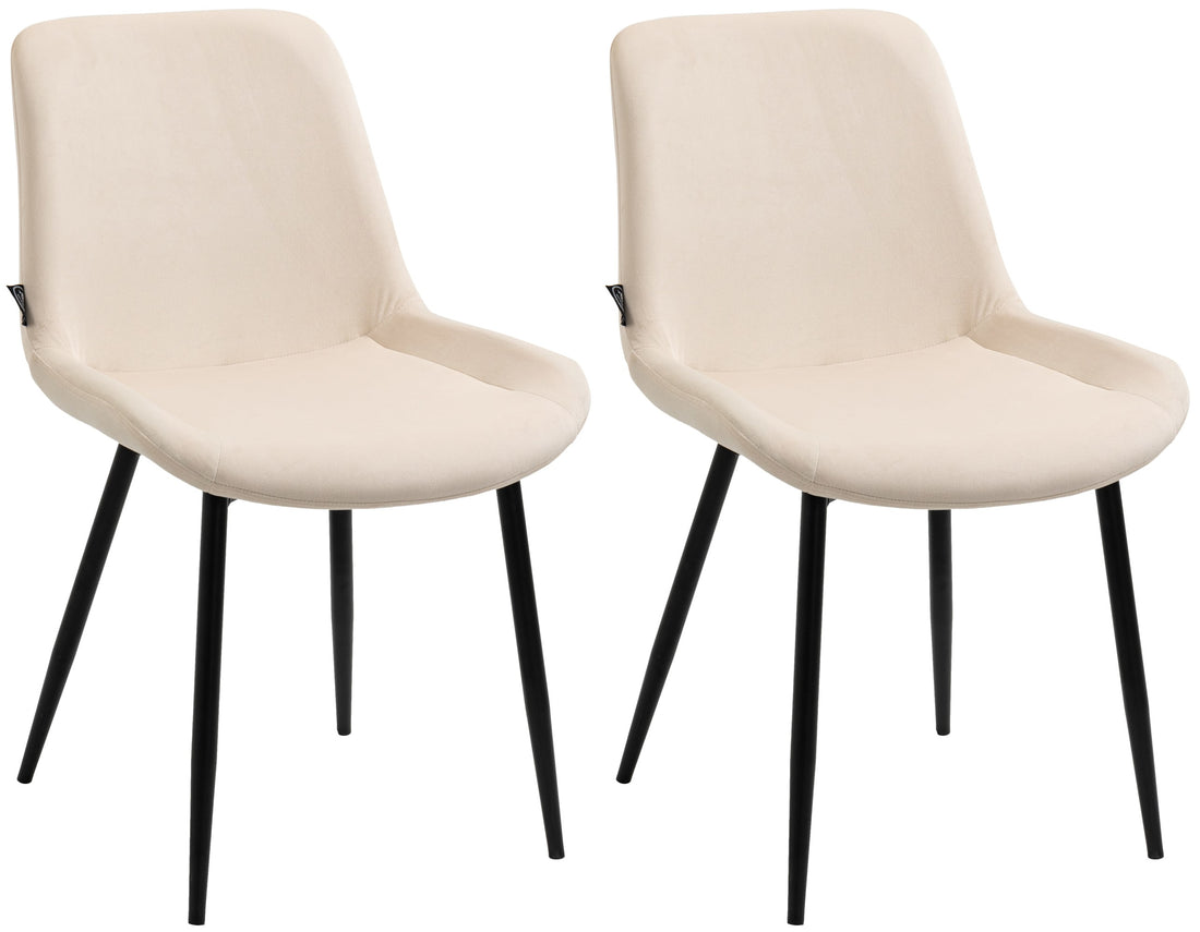 2-delige set Eetkamerstoelen - Fluwelen Kuipstoelen - Hoog Zitcomfort Kleur crème