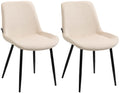 2-delige set Eetkamerstoelen - Fluwelen Kuipstoelen - Hoog Zitcomfort Kleur crème
