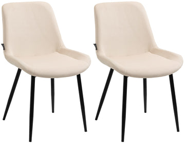 2-delige set Eetkamerstoelen - Fluwelen Kuipstoelen - Hoog Zitcomfort Kleur crème