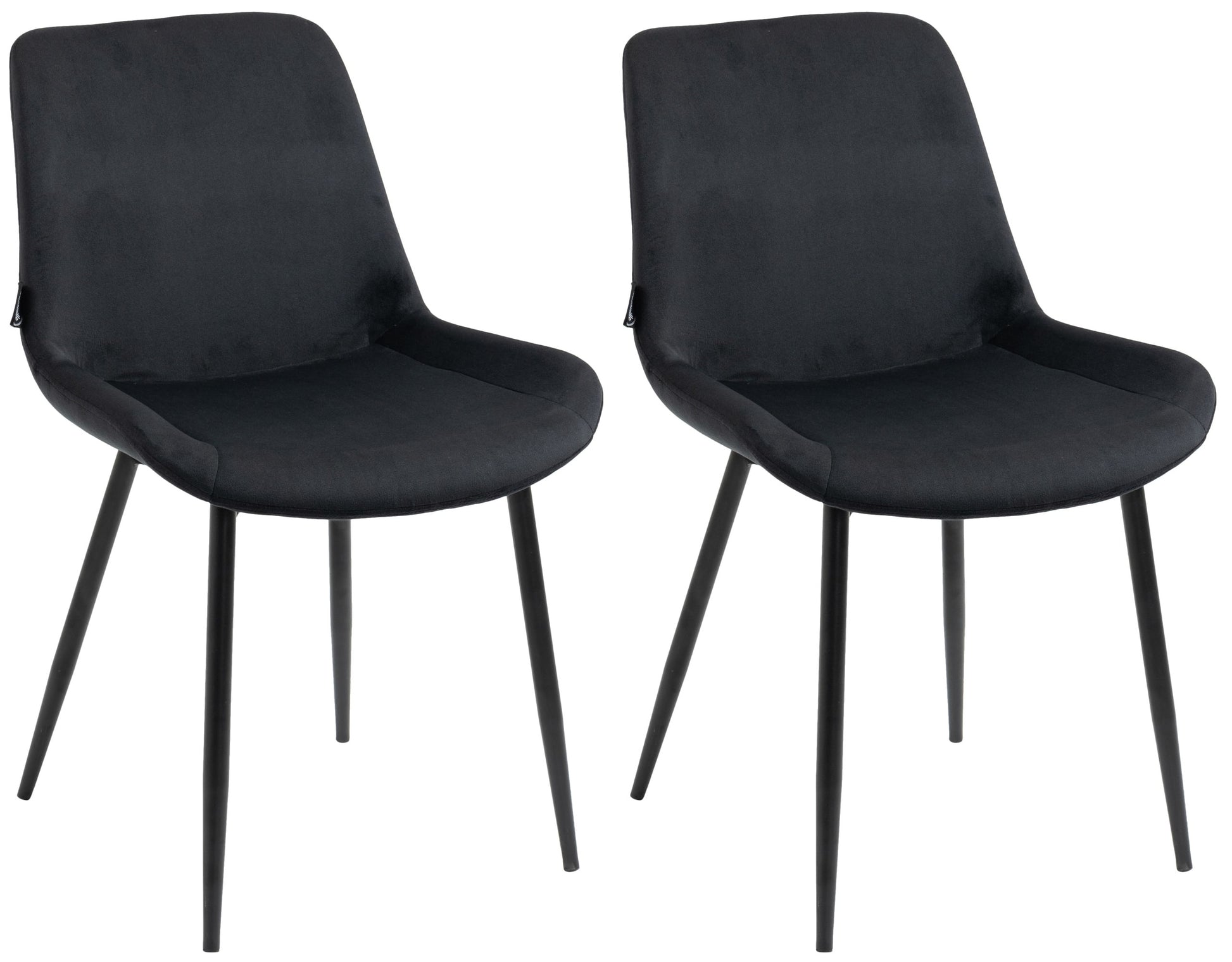 2-delige set Eetkamerstoelen - Fluwelen Kuipstoelen - Hoog Zitcomfort Kleur zwart
