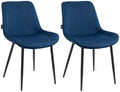 2-delige set Eetkamerstoelen - Fluwelen Kuipstoelen - Hoog Zitcomfort Kleur blauw