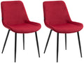 2-delige set Eetkamerstoelen - Fluwelen Kuipstoelen - Hoog Zitcomfort Kleur rood