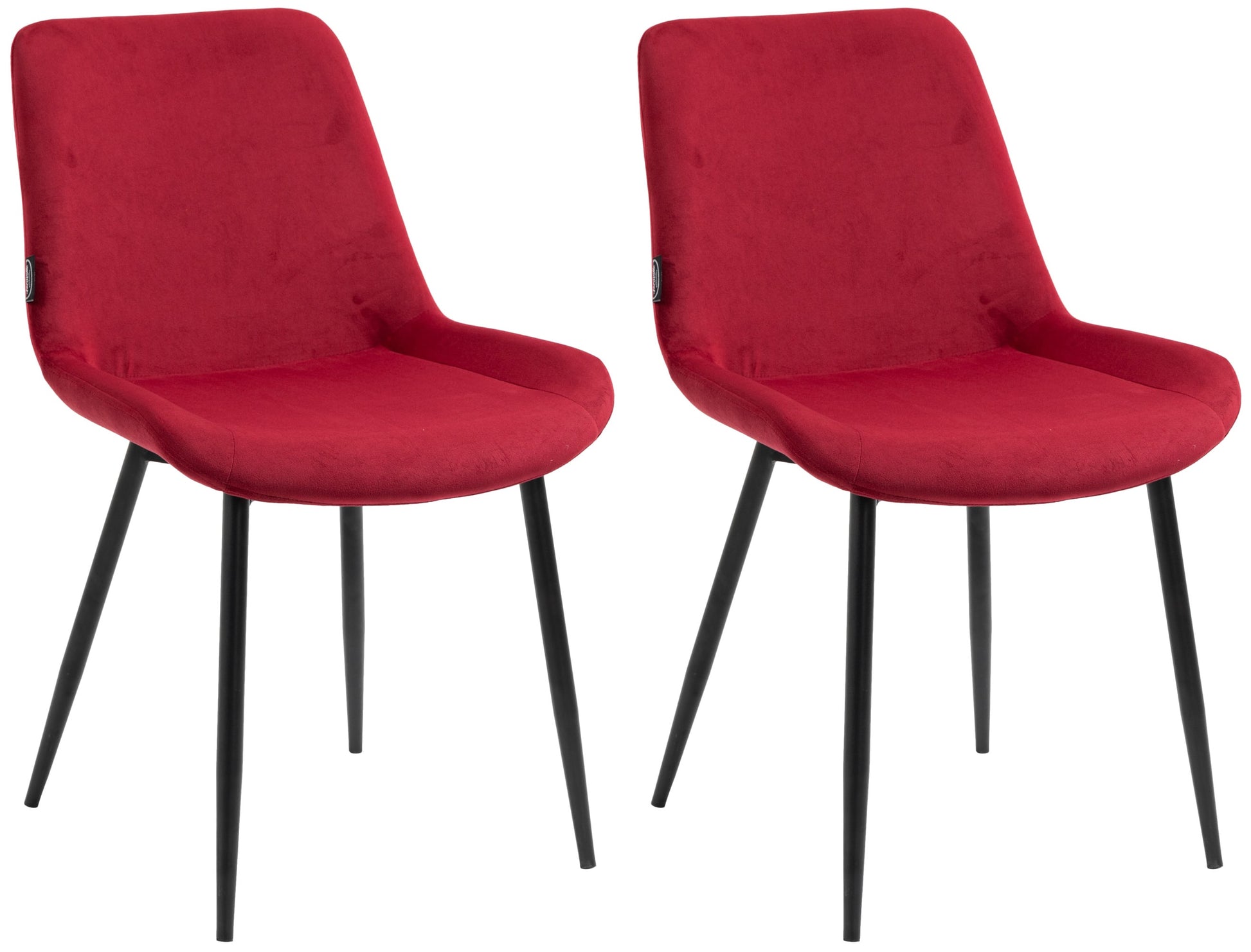 2-delige set Eetkamerstoelen - Fluwelen Kuipstoelen - Hoog Zitcomfort Kleur rood
